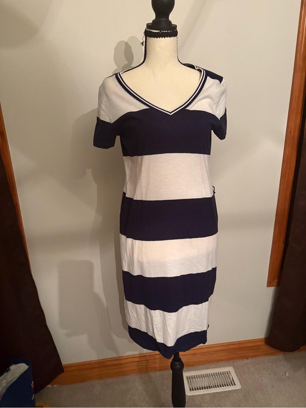 Tommy Hilfiger Navy and White Striped Mini Dress